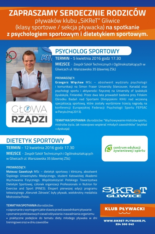 Spotkanie z pssychologiem sportowym i dietetykiem sportowym